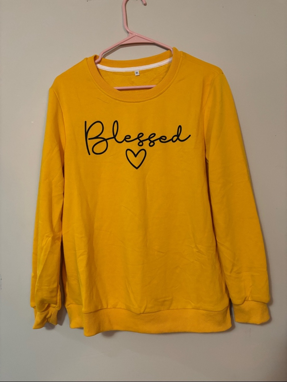 Yellow "Blessed" Sweatshirt women’s medium nwot